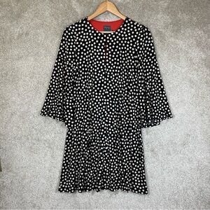 Gabby Skye Dress Womens 8 Black Polka Dot 3/4 Sleeve Stretch Flare - 9885*